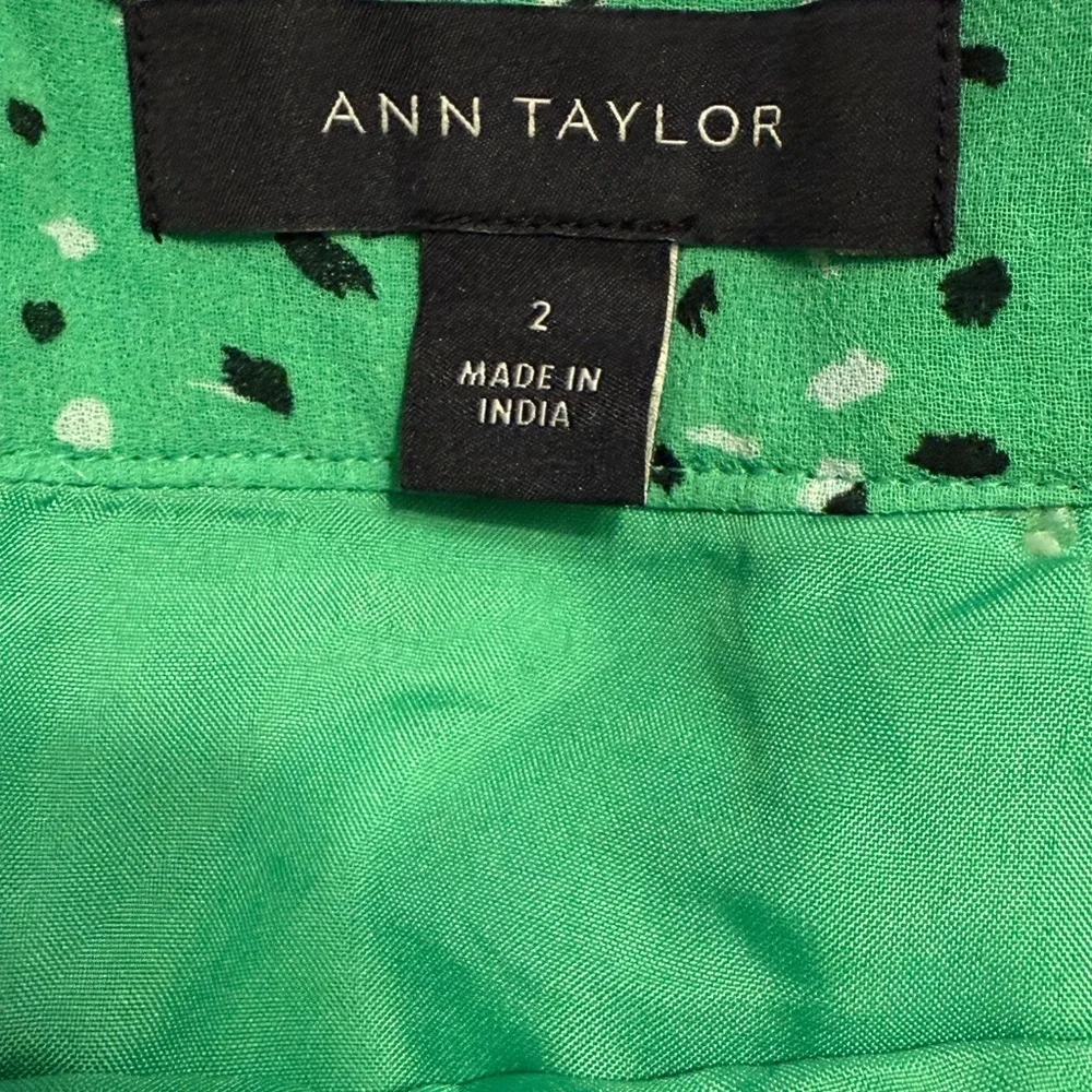 Ann Taylor Vibrant Flecked Flounce Green Midi Skirt Size 2